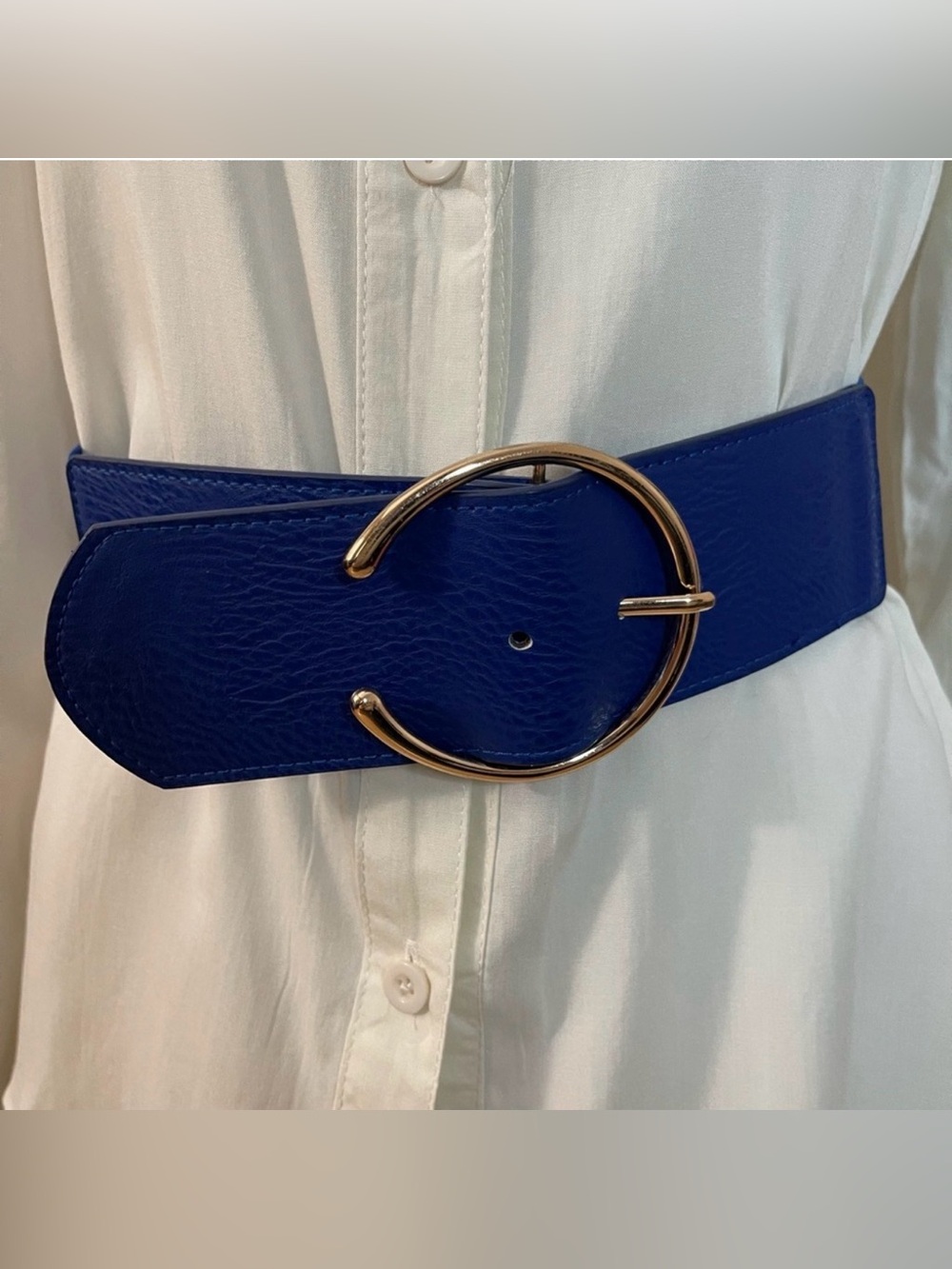 Royal blue elastic waistband belt